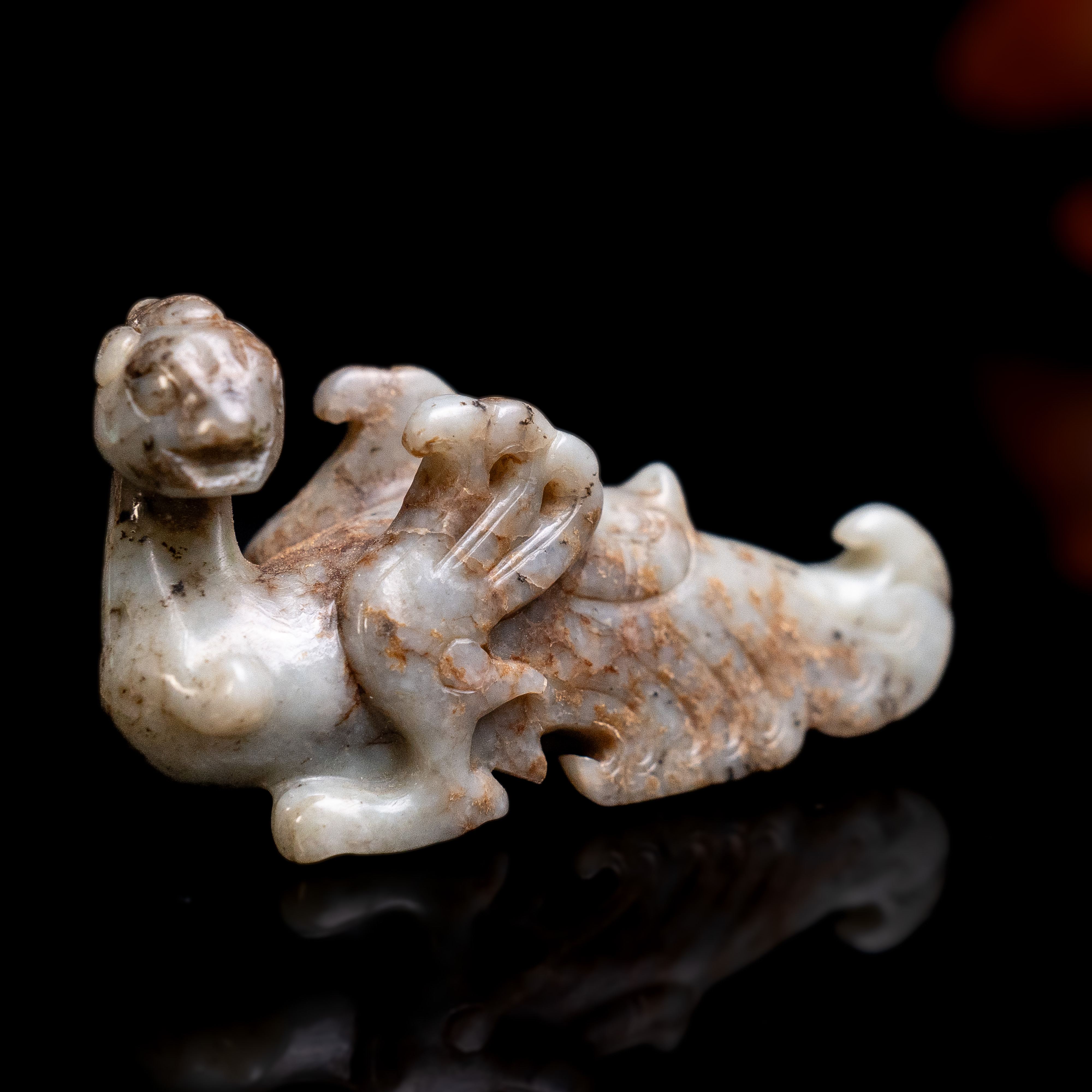 明代和田玉凤鸟花件-NX