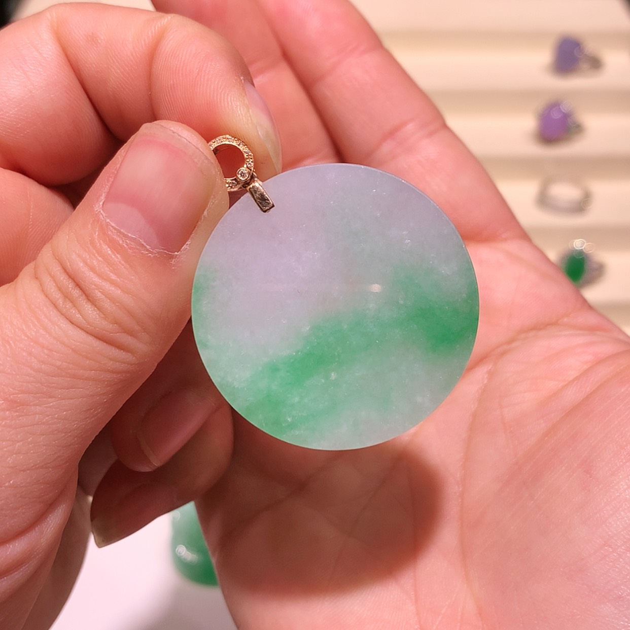 【闪购商品】翡翠颈饰18K金镶嵌缅甸A货