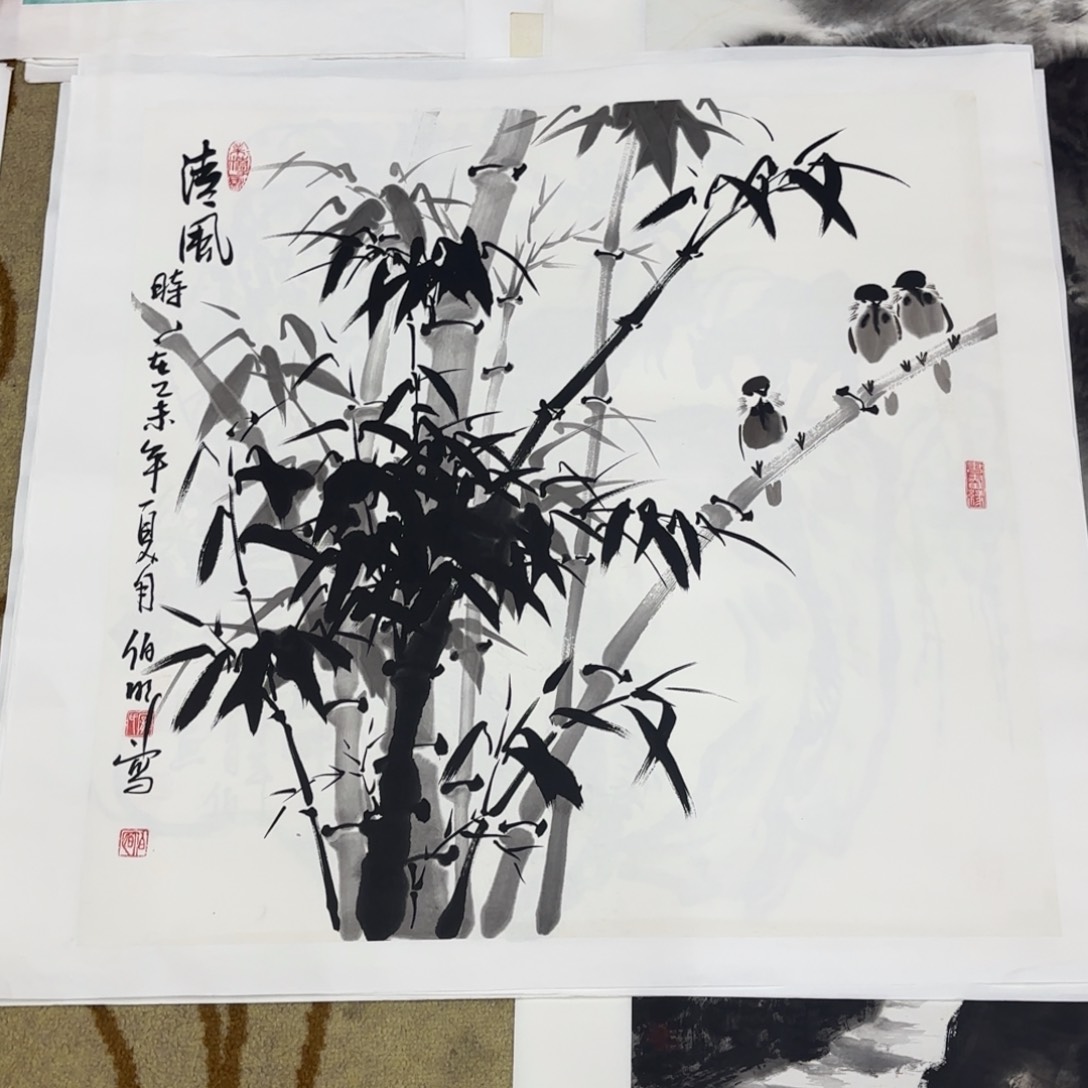 涵***哥国画庞伯明四尺斗方花鸟