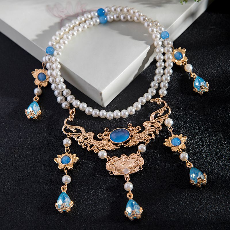 汉服配饰璎珞新中式超仙蓝色项链