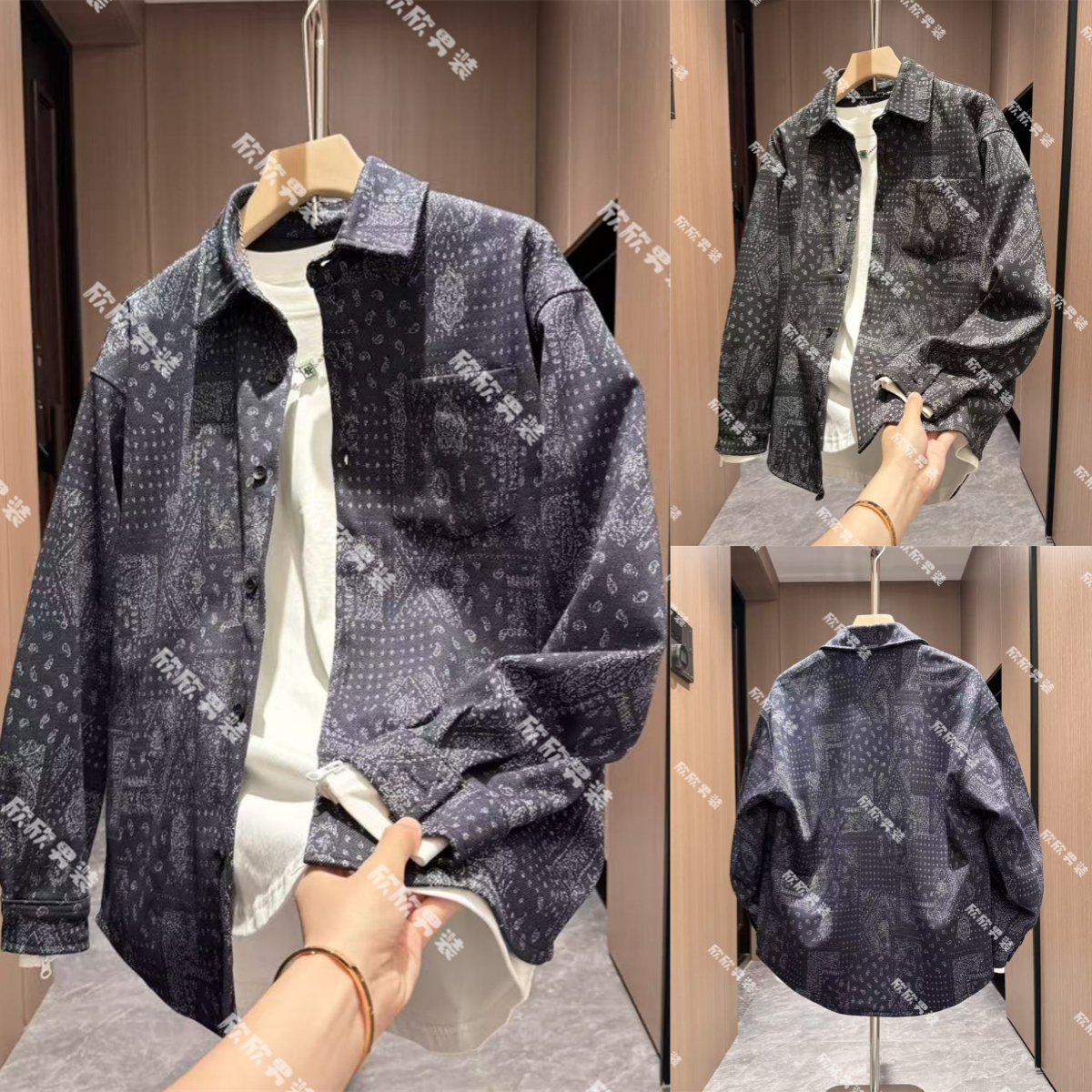 秋季新款牛仔民族风立体压花燕尾宽松潮流休闲上衣