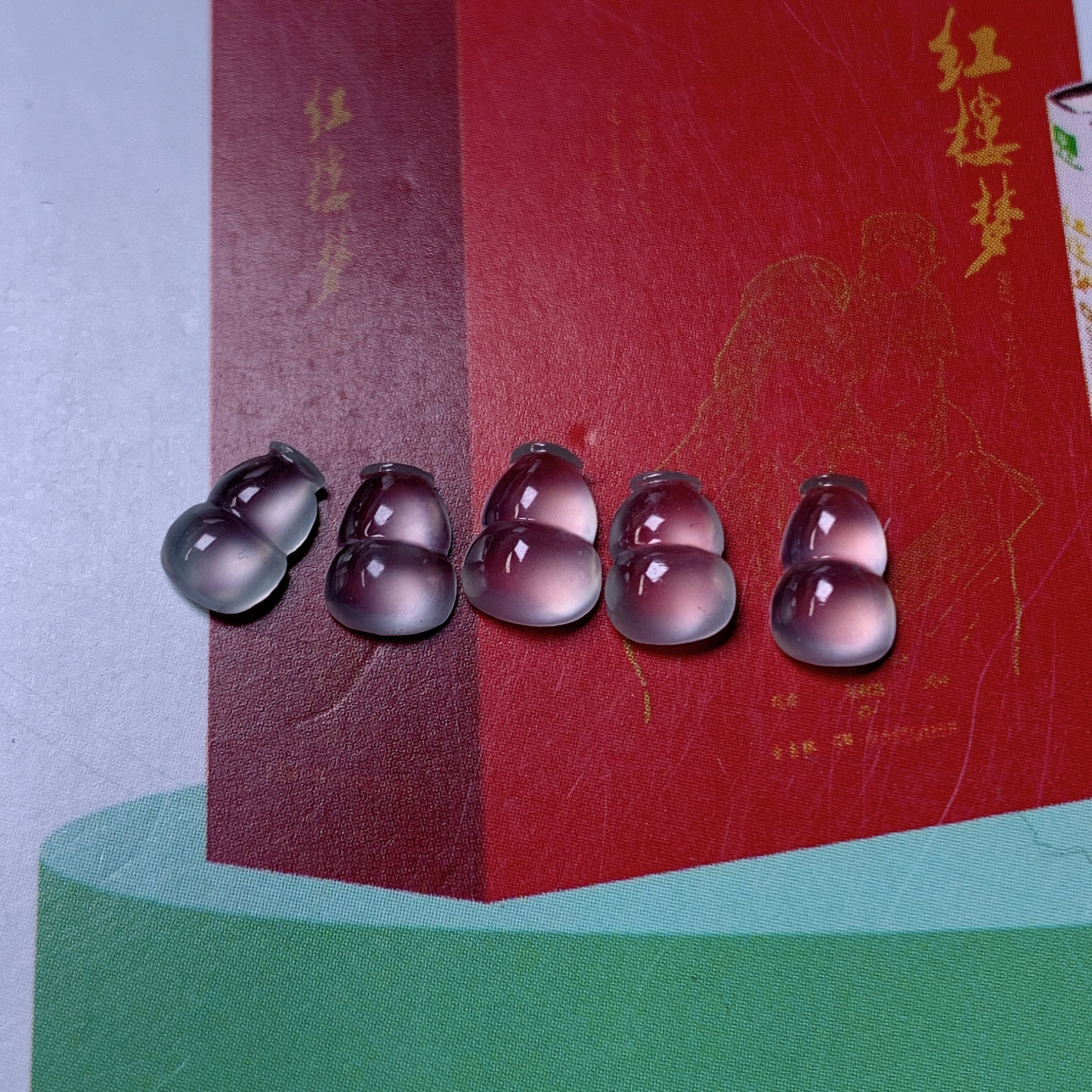 天然缅甸a货翡翠玻璃种起刚小葫芦裸石镶嵌件玉女士