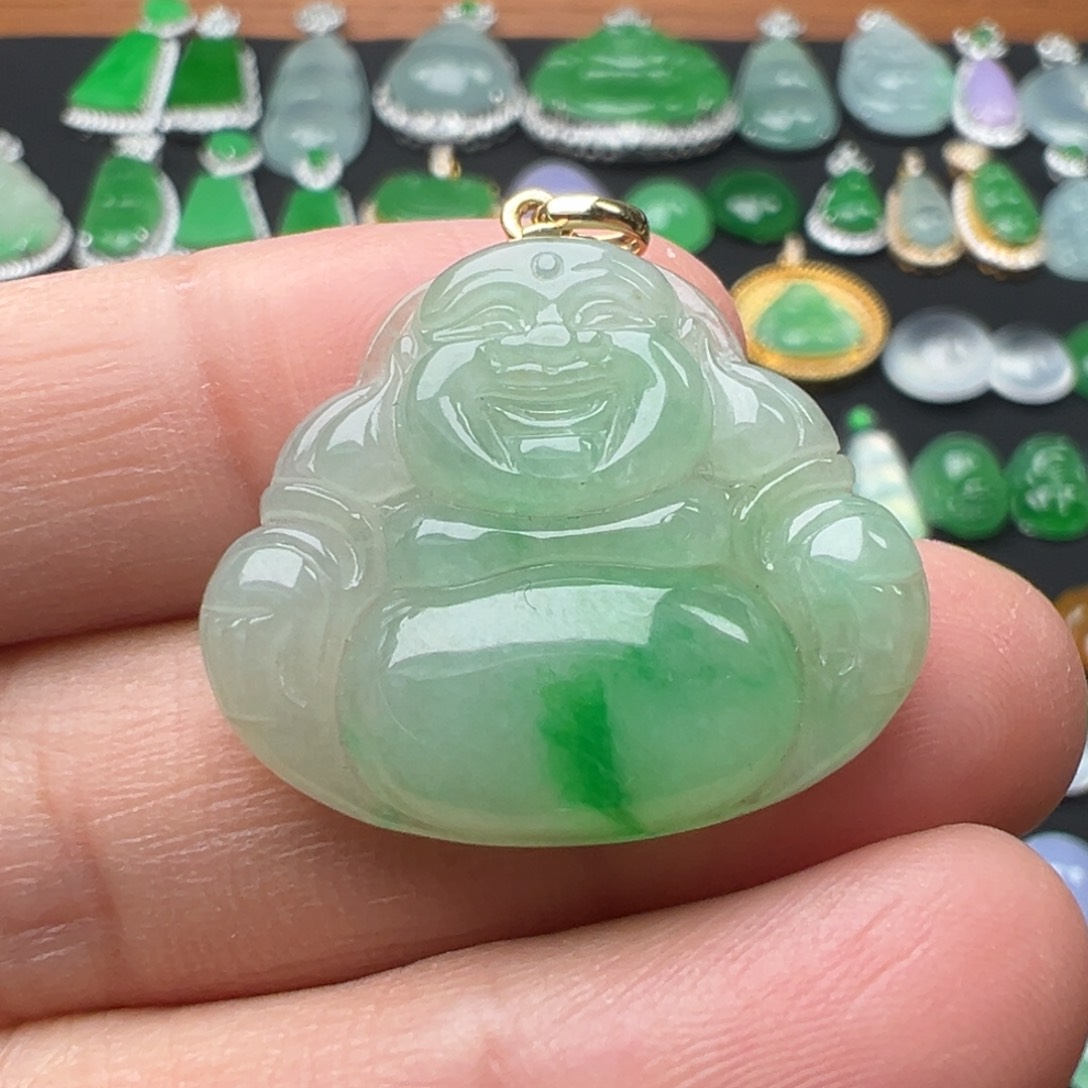 翡翠颈饰18K金镶嵌佛27