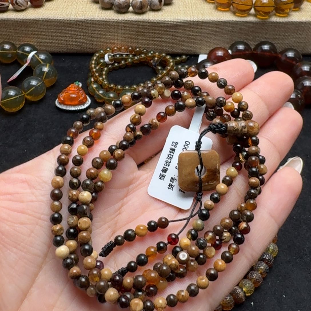 未镶嵌颈饰琥珀4mm多宝216