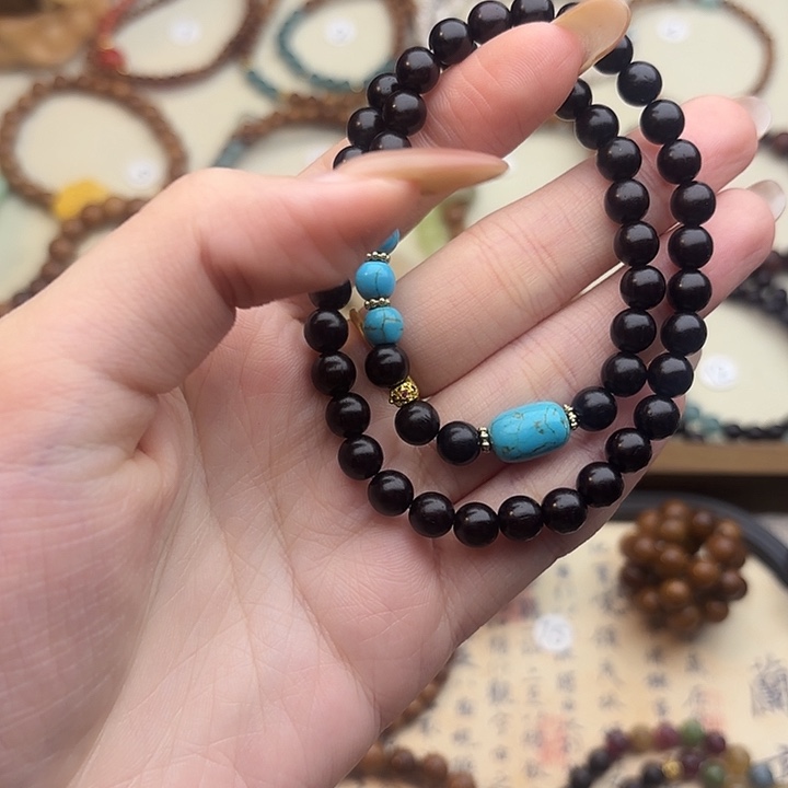 未镶嵌手串檀香紫檀（小叶紫檀）松石