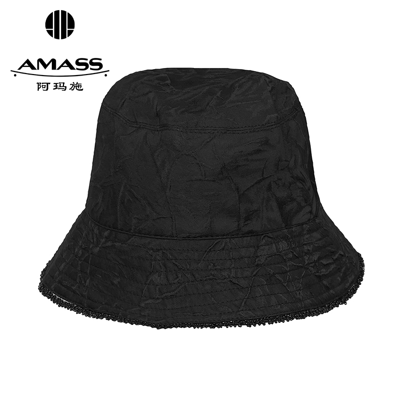 阿玛施AMASS新款简约日常穿搭造型质感立体暗纹渔夫帽5900216