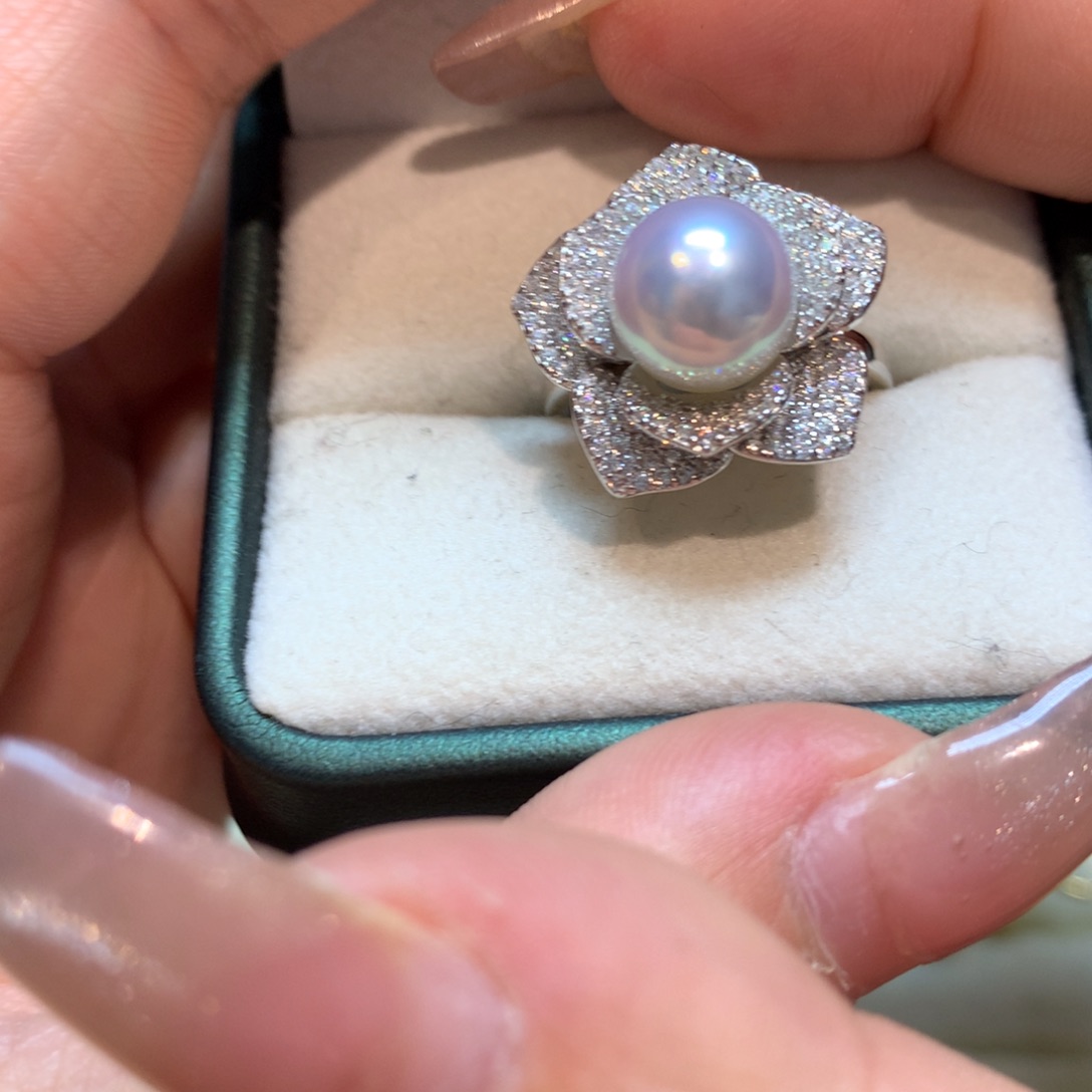 海水珍珠戒指银S925镶嵌