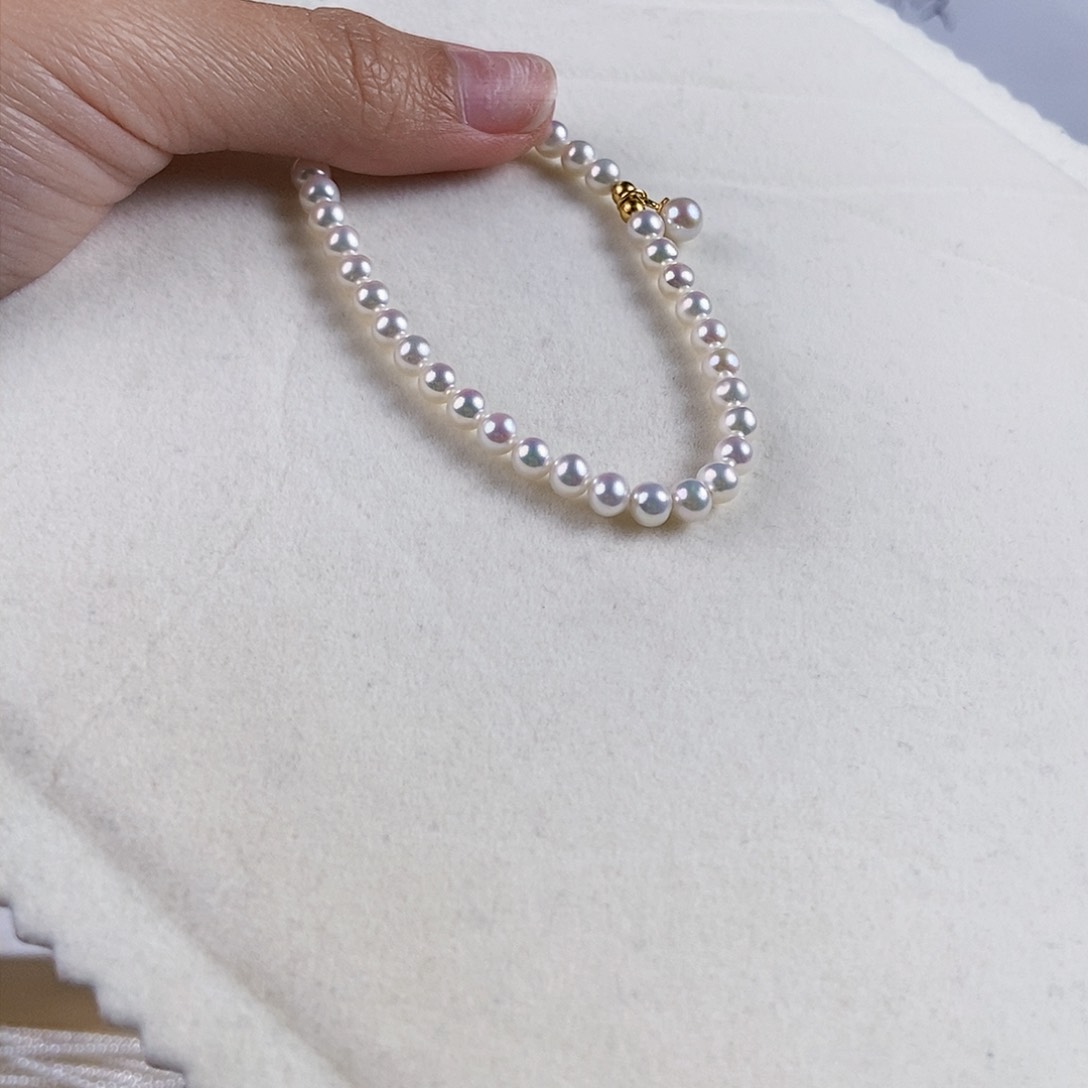 淡水珍珠手绳18K金镶嵌