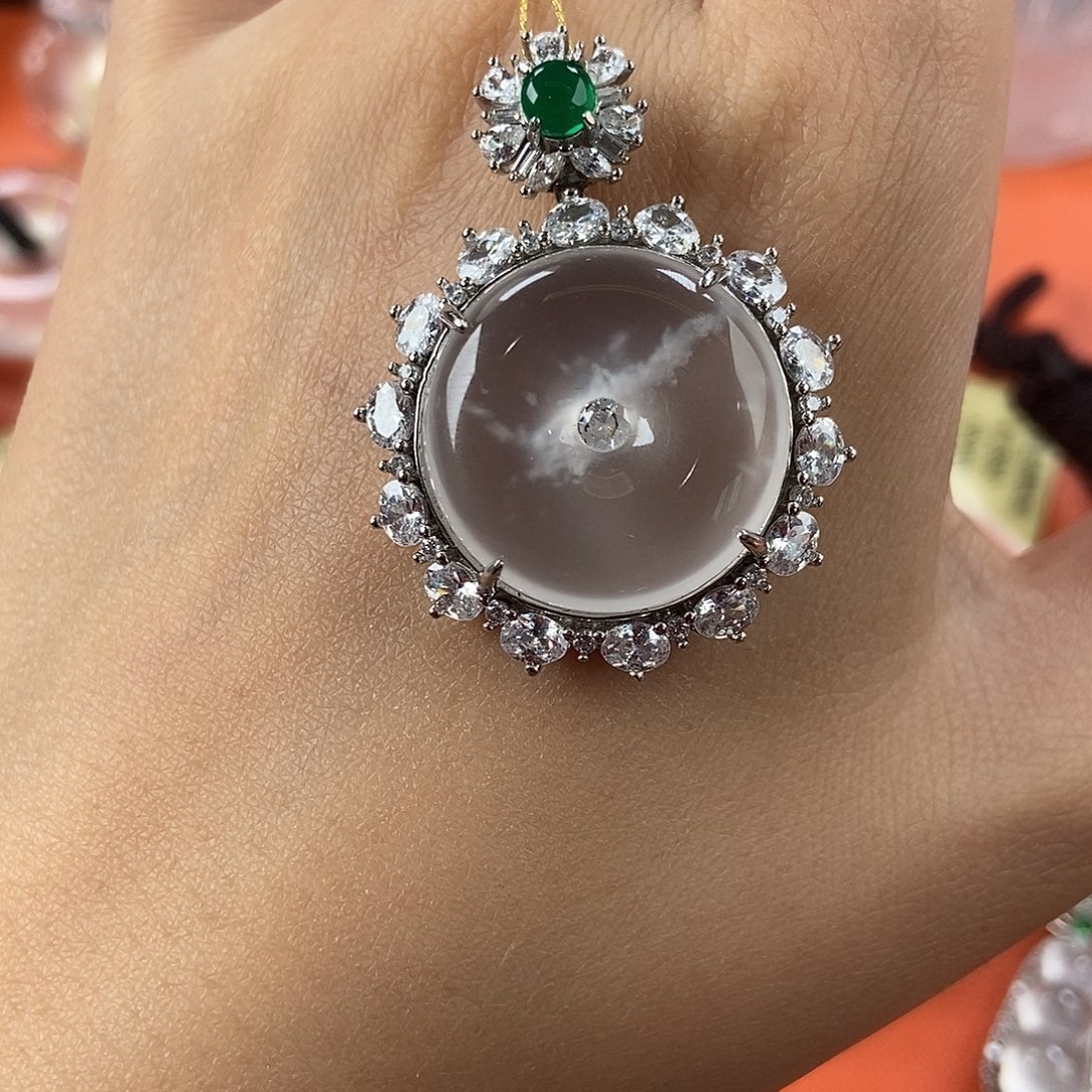 石英质玉银S925镶嵌颈饰