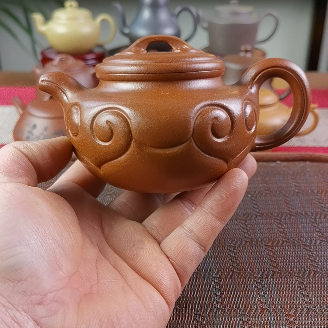 紫砂茶壶沉香泥仿古如意350CC