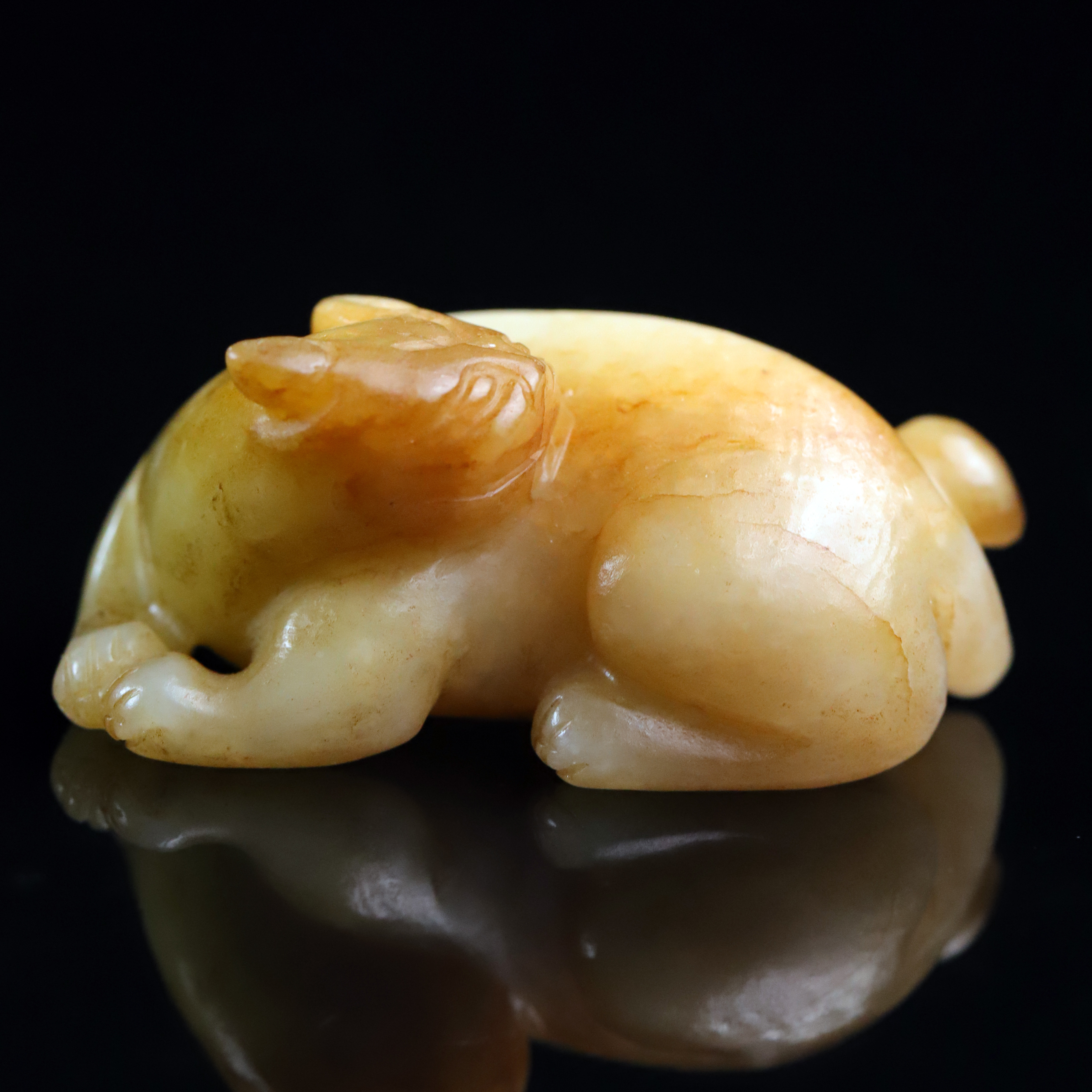 明代和田玉瑞兽花件-NX