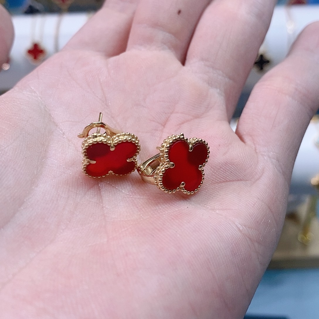 玛瑙/玉髓耳饰18K金镶嵌K黄