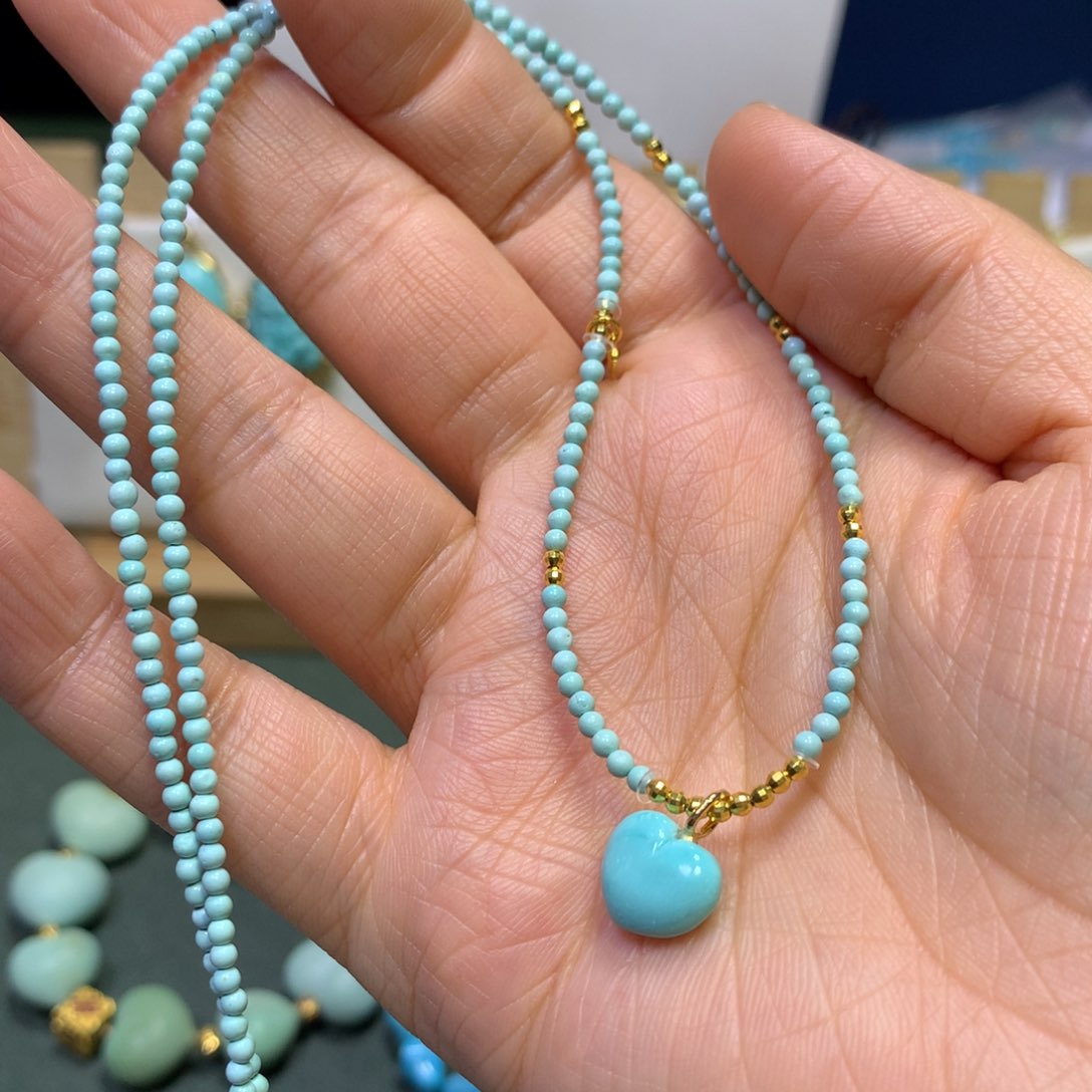 绿松石项链18K金镶嵌