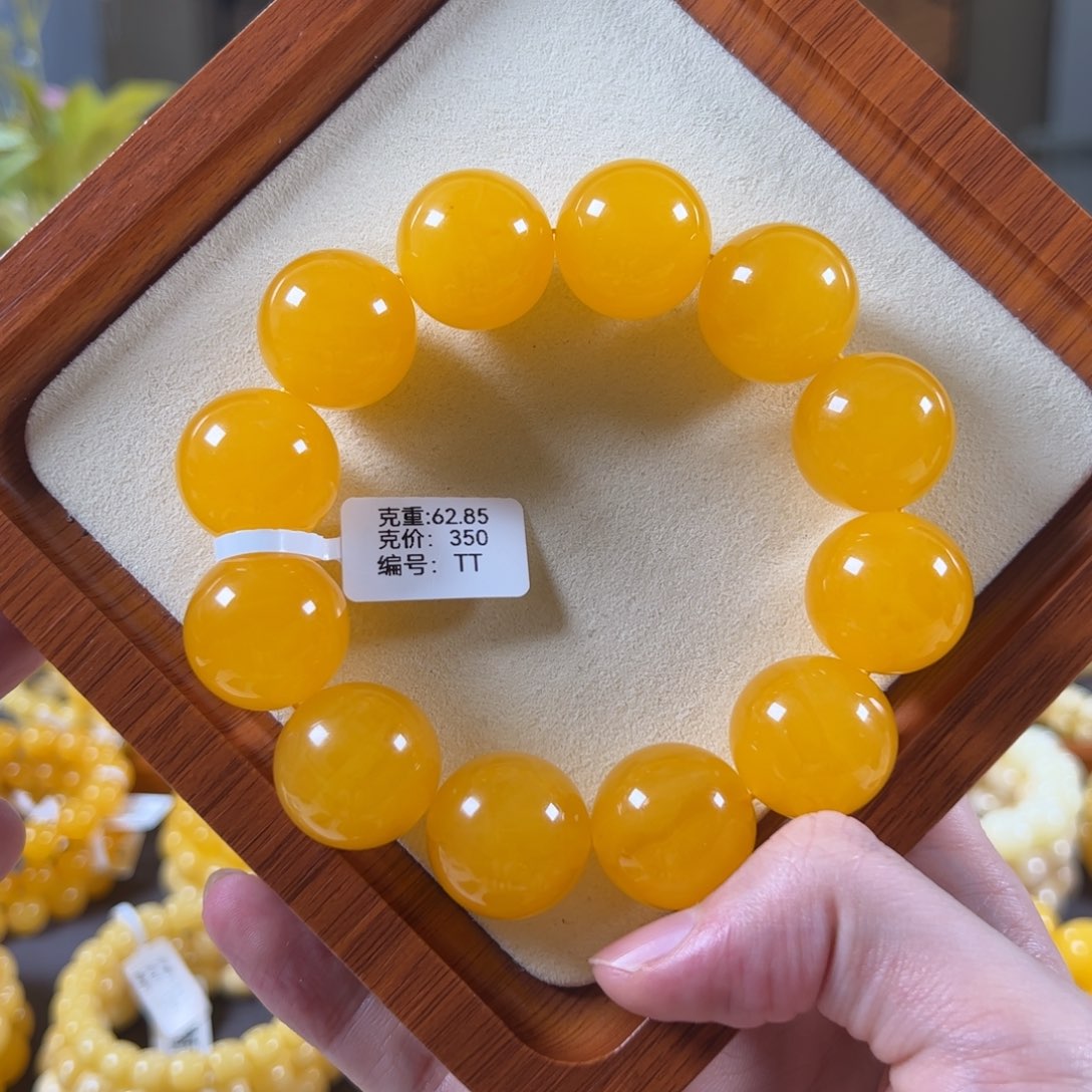 裸石蜜蜡未镶嵌21mm焦皮鸡油红满蜜圆珠tt