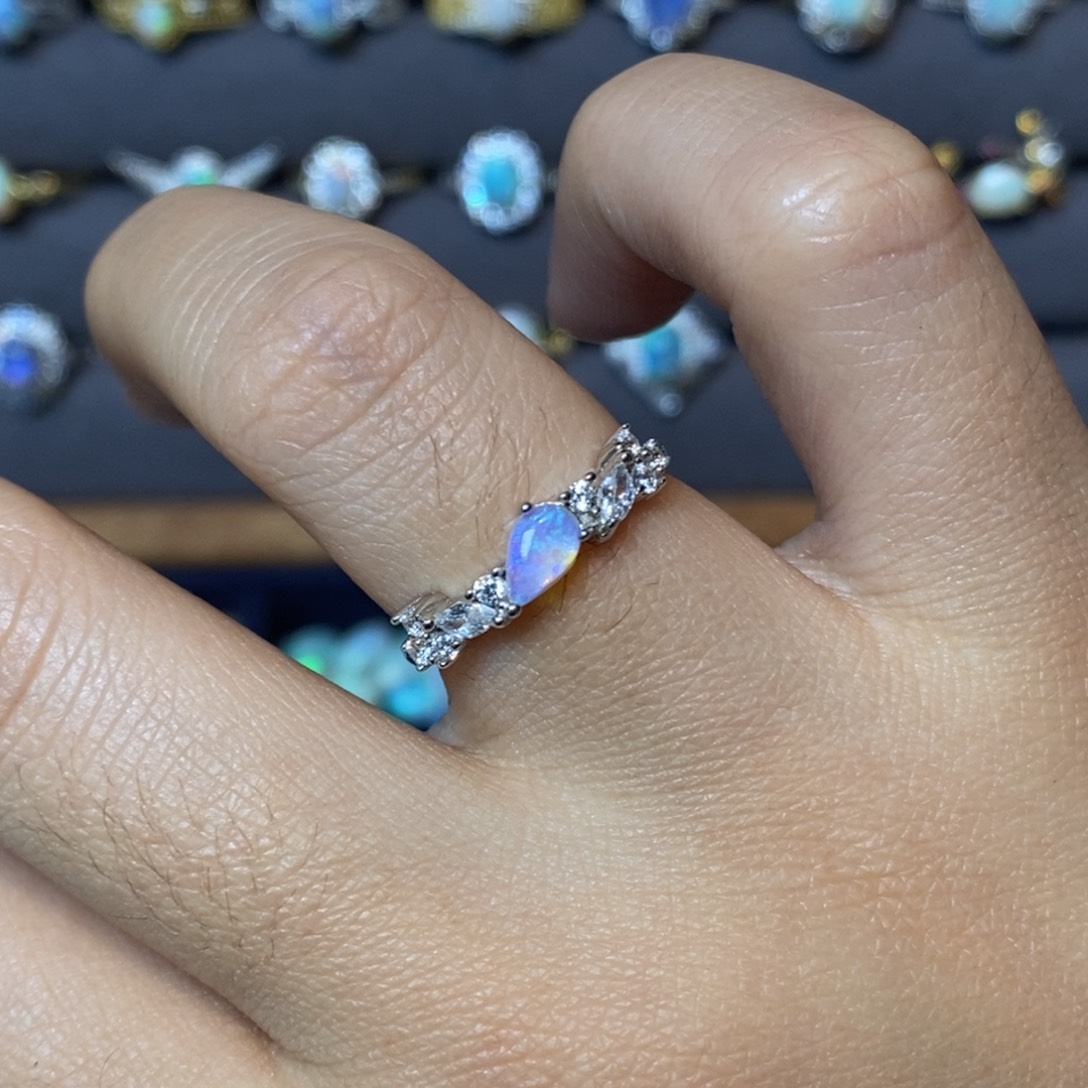 欧泊珠宝奇石银S925镶嵌戒指