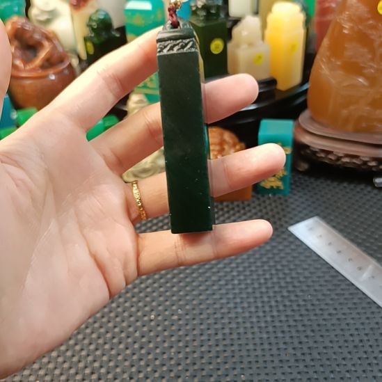 印石寿山石西安掘绿如意纽