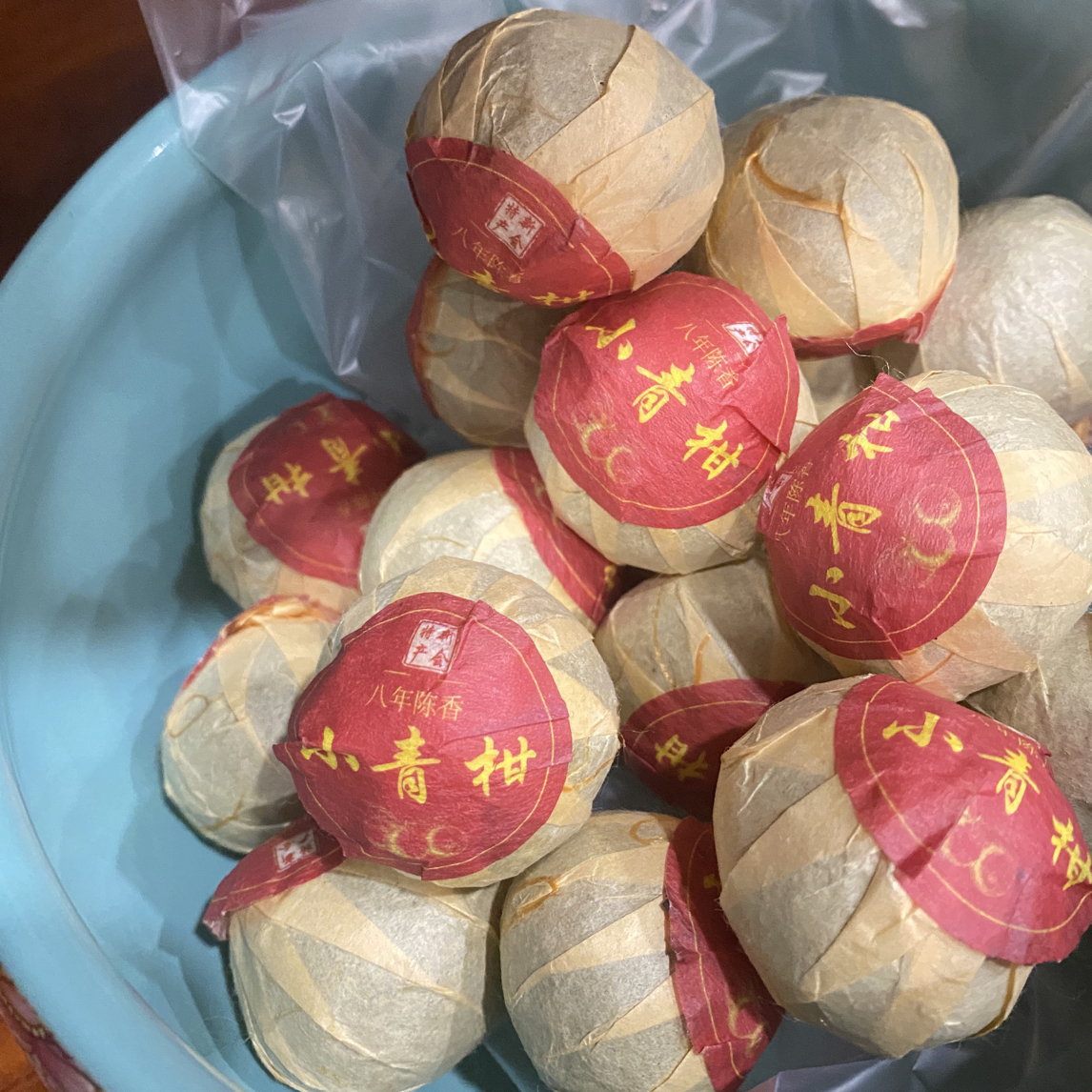新会小青柑普洱茶生晒柑香浓郁熟茶口感香甜