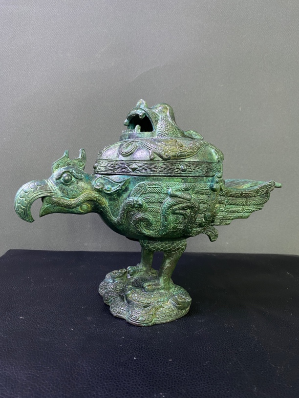 非遗仿古青铜器【飞鸟熏炉】工艺品/礼品/摆件