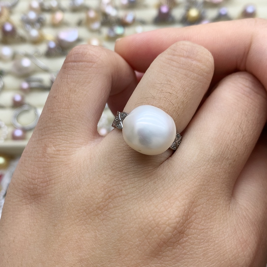 淡水珍珠戒指合金