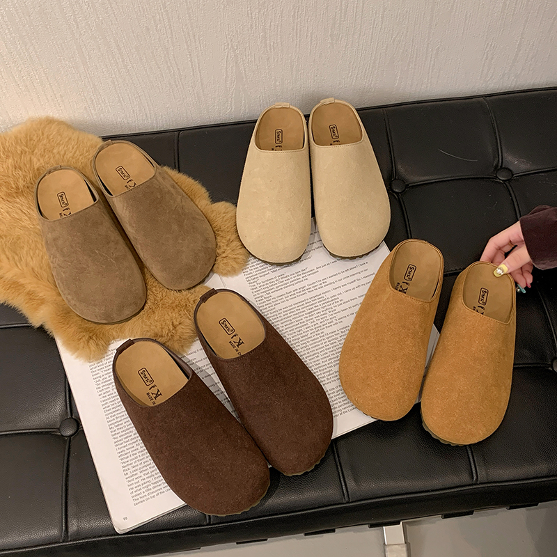 包头丑萌勃肯鞋厚底半拖女外穿2025秋季新款土豆复古一脚蹬博肯拖