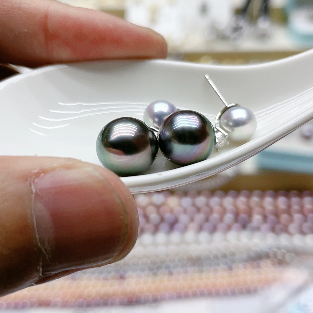 海水珍珠耳饰银S925镶嵌