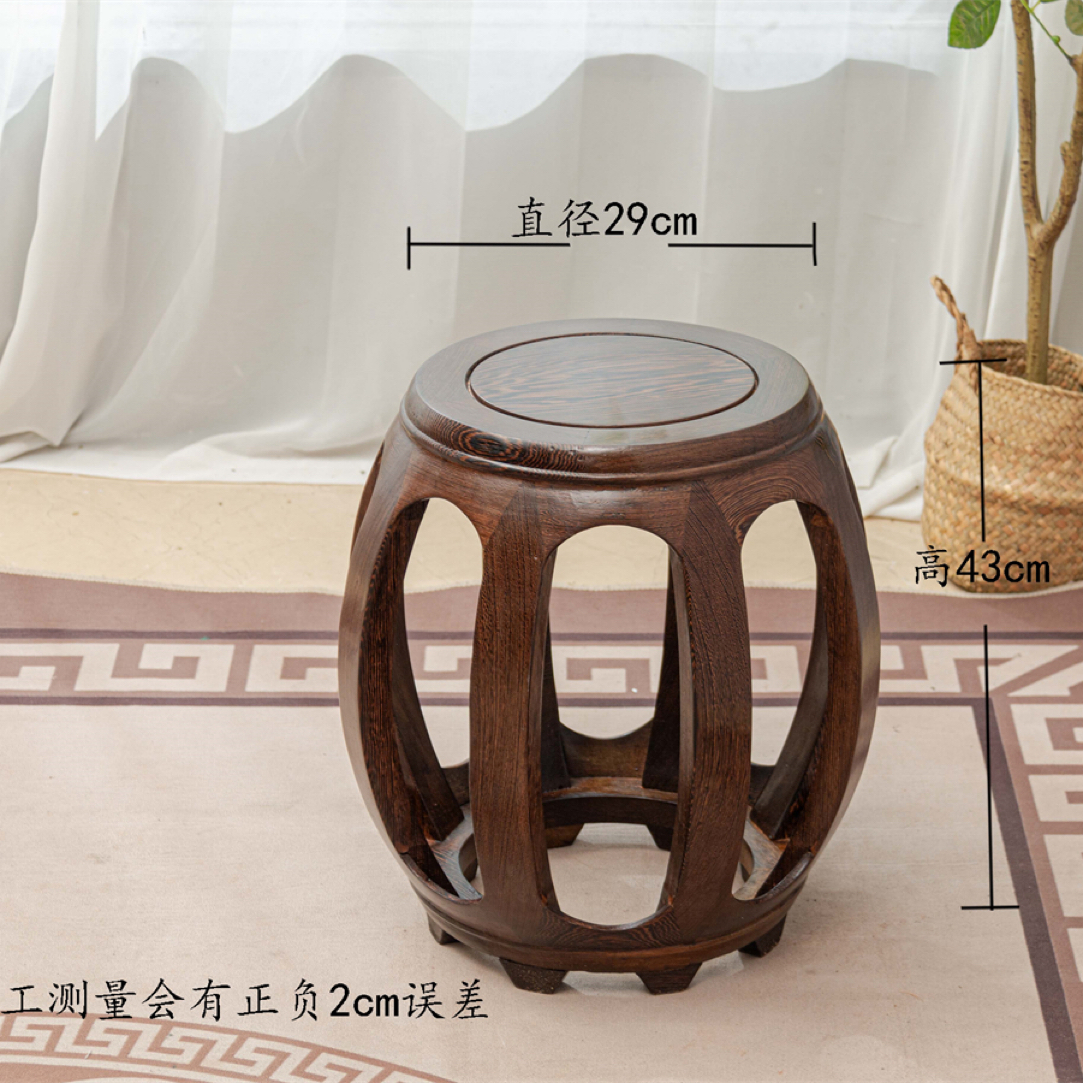家用中式鸡翅木鼓凳圆凳古典餐桌凳古筝凳坐高34cm