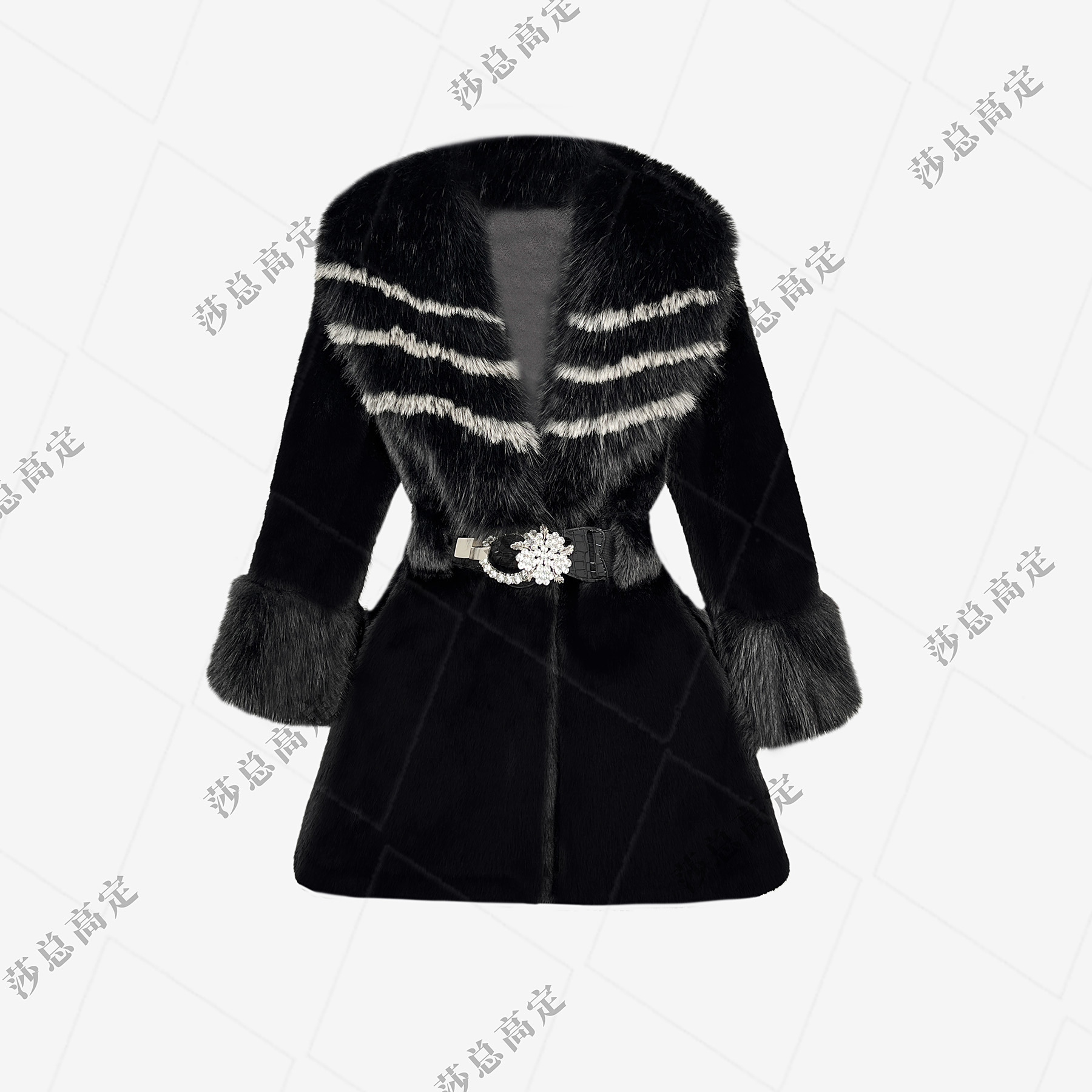 【周周专属】法式冬季新款加厚保暖束腰显瘦中长外套D0053