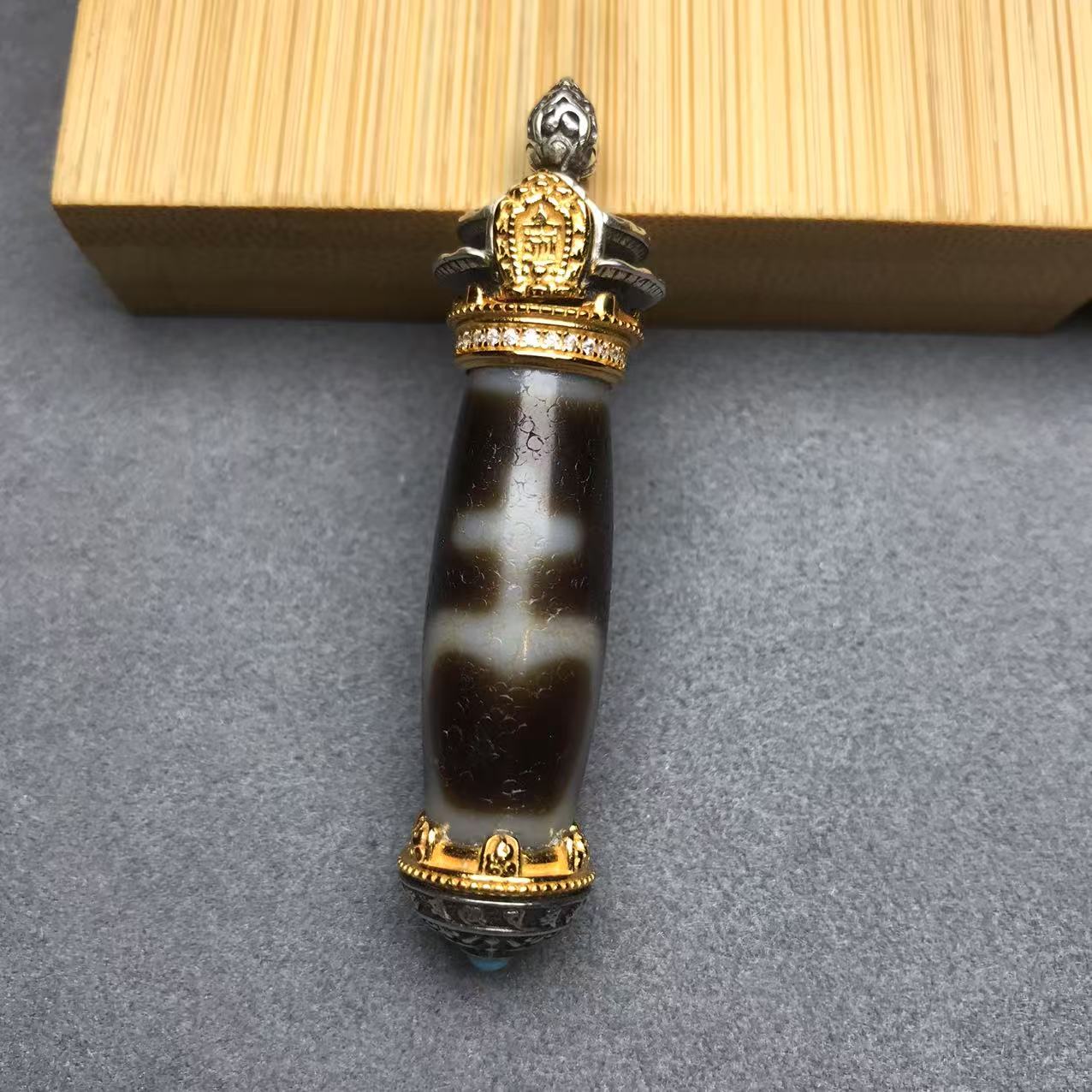 三品臻选-行运双宝瓶玛瑙吊坠A08H03-尺寸约56*15mm