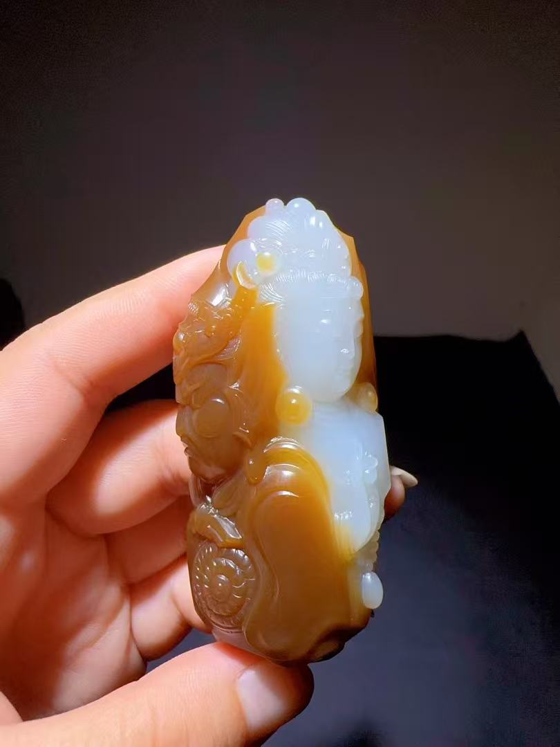 精美和田玉手把件挂件