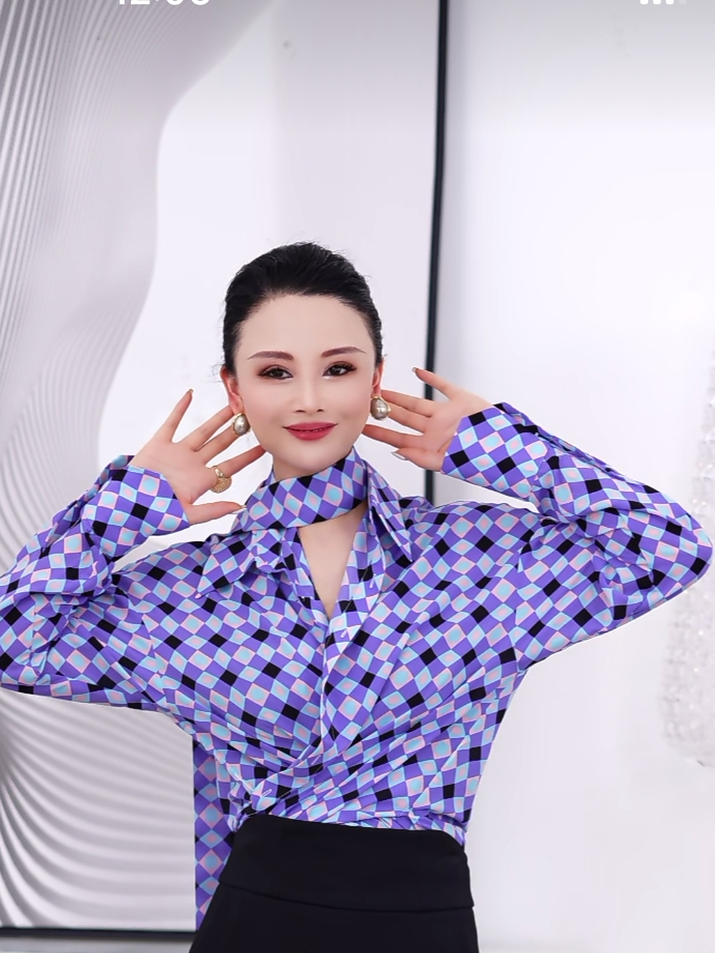 【RZ】春夏腰带款菱格衬衫