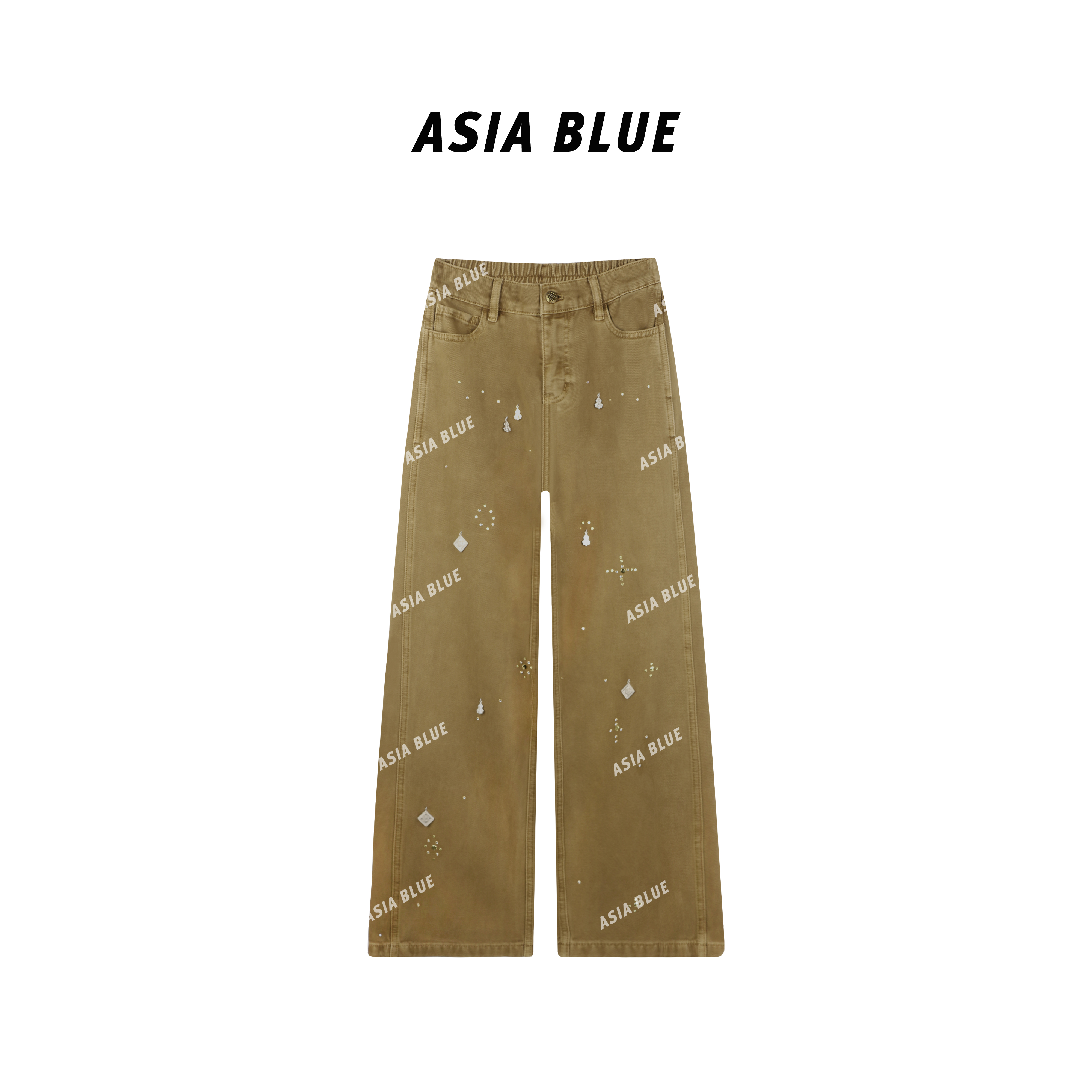 【ASIA BLUE】· 星辰 ·秋季无弹立体装饰烫钻设计直筒牛仔裤YW90003