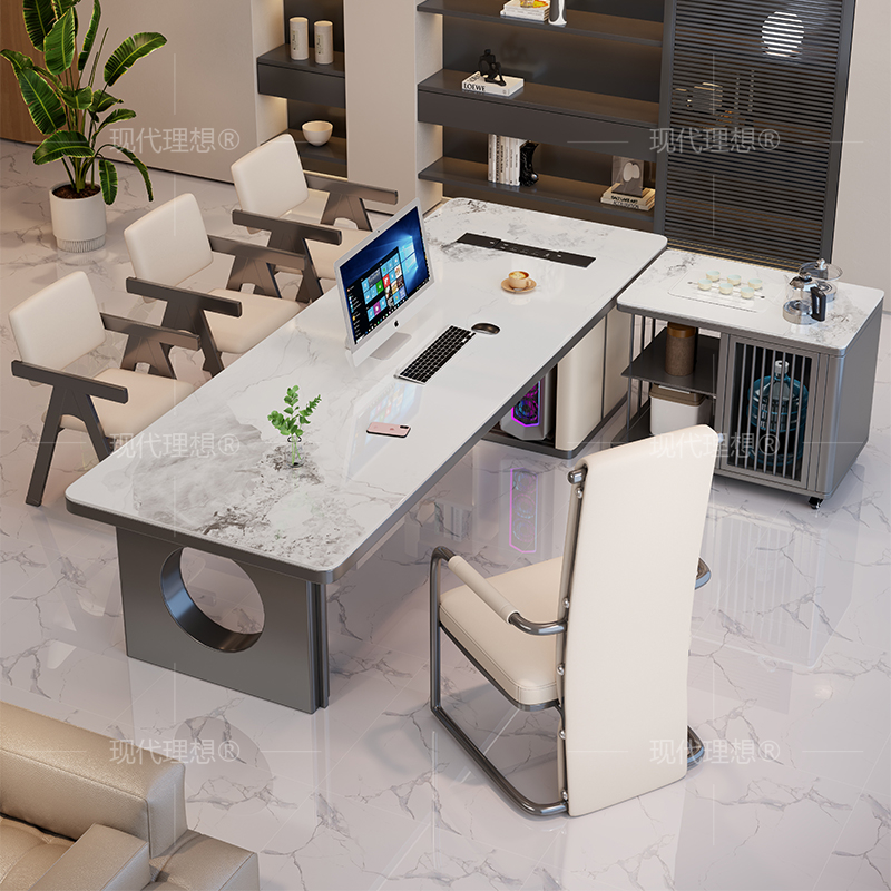 轻奢现代意式极简可移动茶车设计办公室简约家用总裁茶桌椅组合