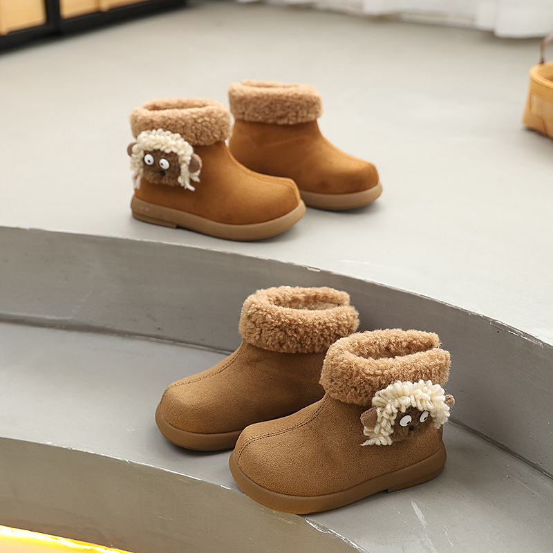 女童卡通加绒棉靴冬季新款儿童中大童公主大棉靴8129