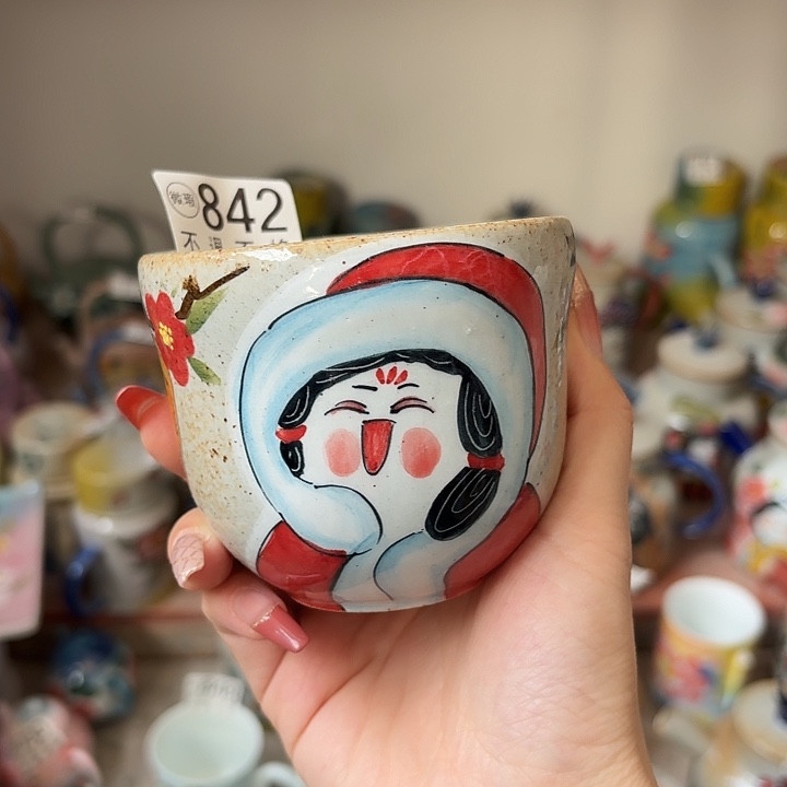 长***7杯景德镇釉下五彩手绘微瑕