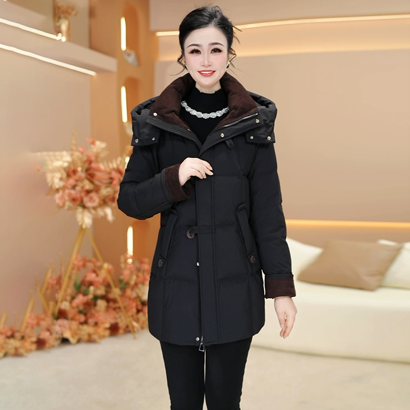 冬季新款气质时尚百搭休闲中长款白鸭绒羽绒服【928#】