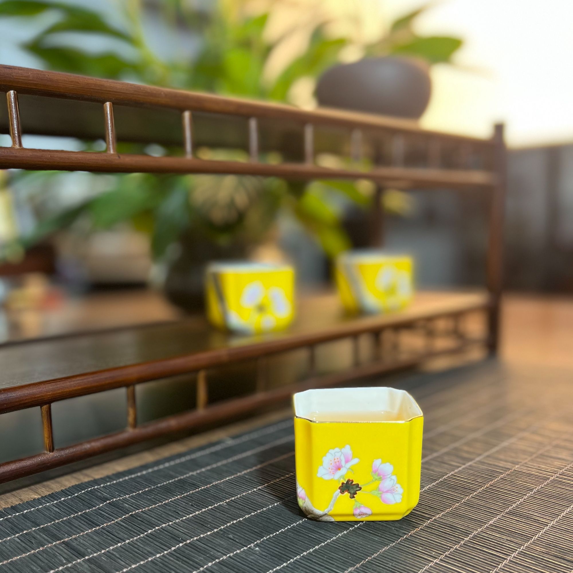 （拍1发2）手绘陶瓷棱彩方口杯