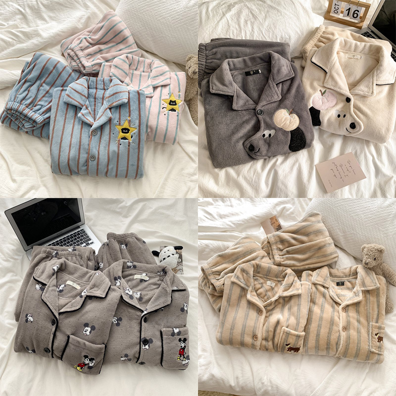 情侣款睡衣女冬季加厚加绒长袖长裤中性同款2025年新款家居服男士