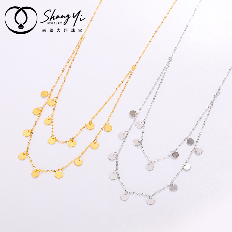 链子925银 XL050尚轶大码珠宝【双层圆片】925银项链(发其一）