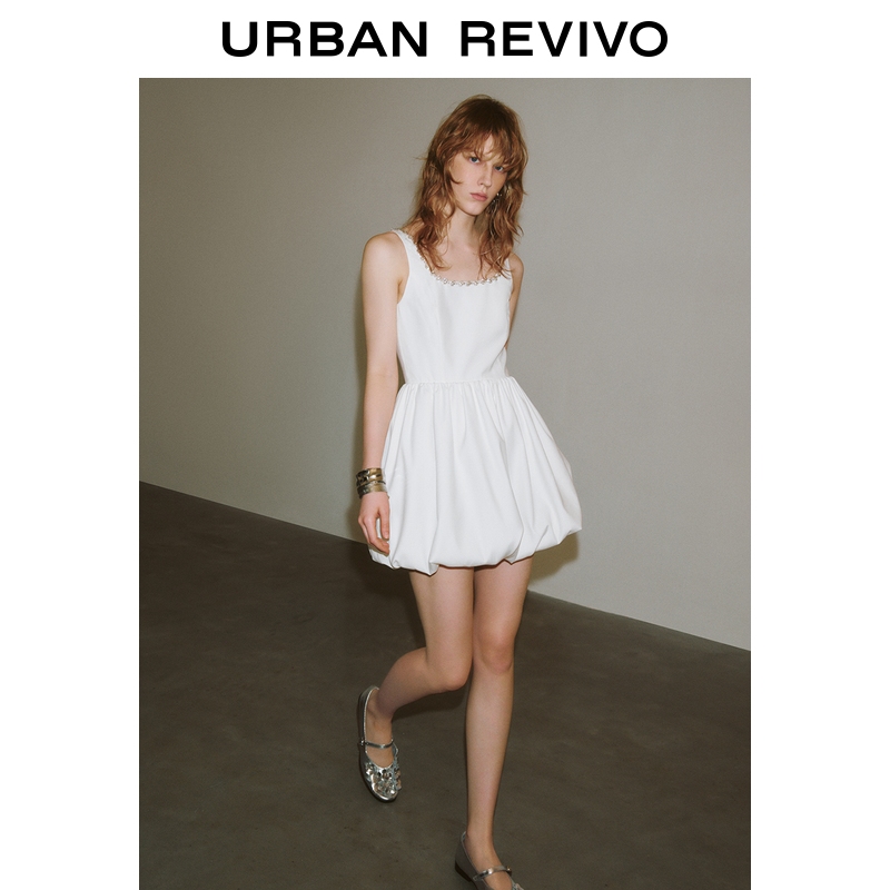 UR2025夏季新款女装魅力氛围感亮钻饰花苞连衣裙UWG750146