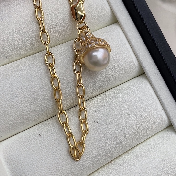 银S925镶嵌海水珍珠手绳