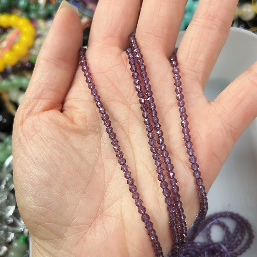 玛瑙/玉髓未镶嵌珠宝半成品，卡3紫水晶2条