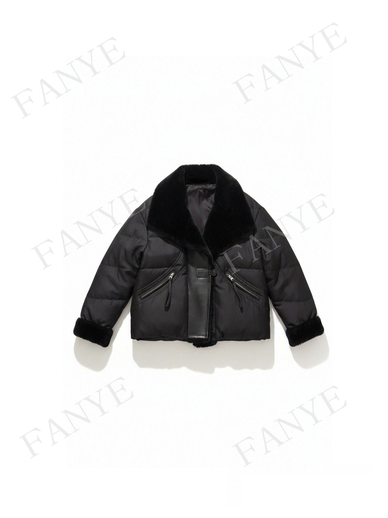 FANYE 2025冬季新款设计感皮毛一体蚕丝鹅绒服25183