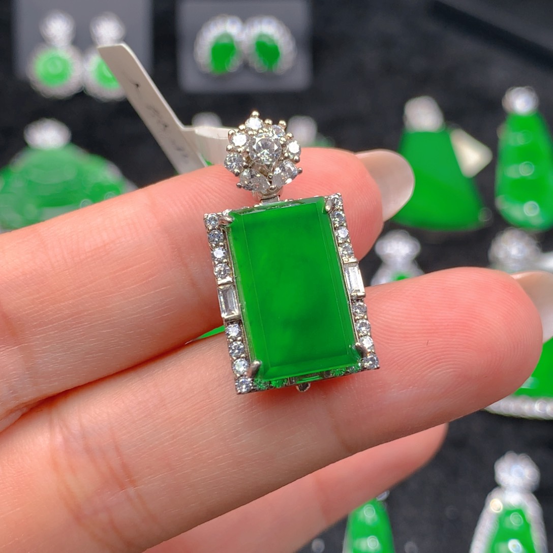 翡翠银S925镶嵌吊坠(不含链)