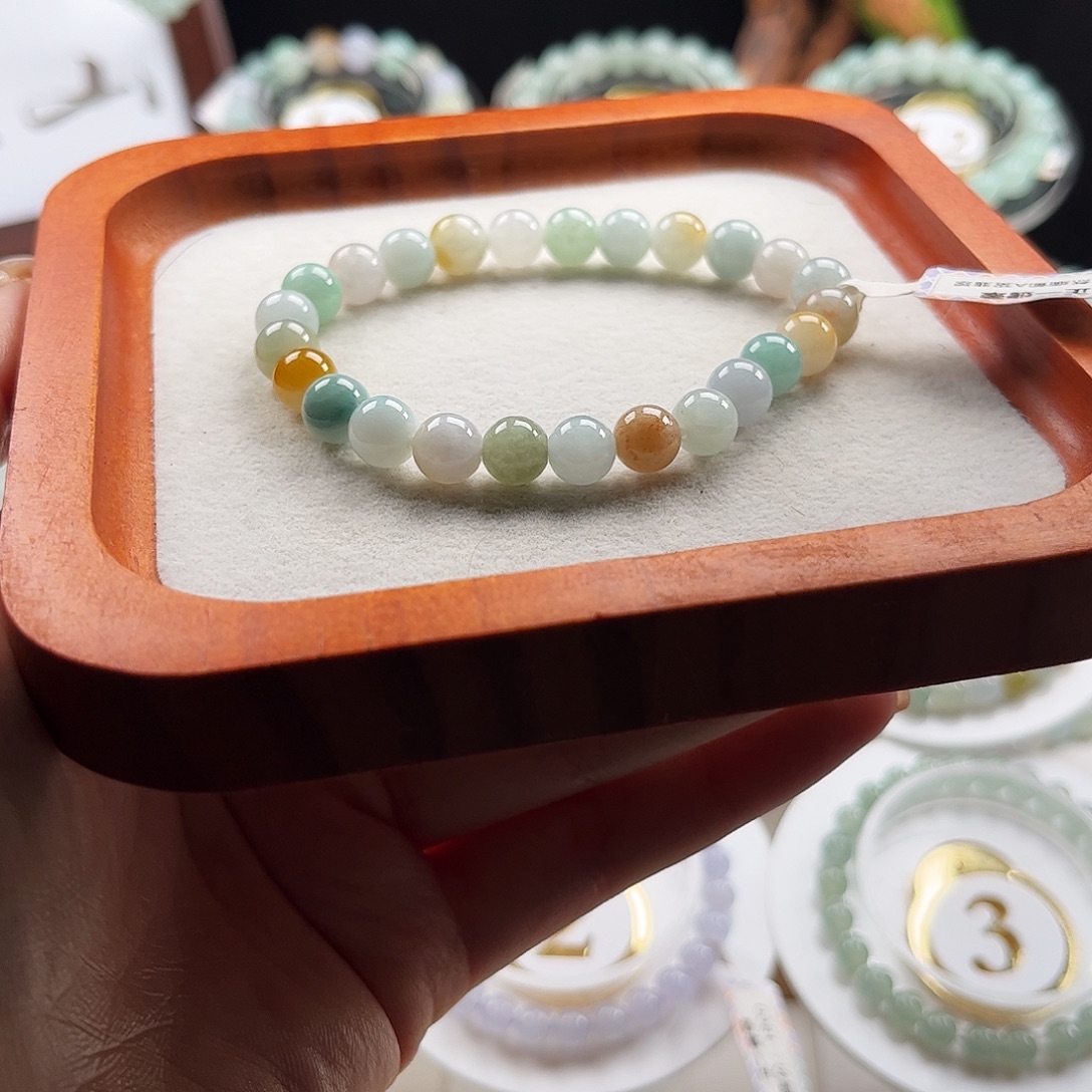 翡翠未镶嵌手链卡7.8