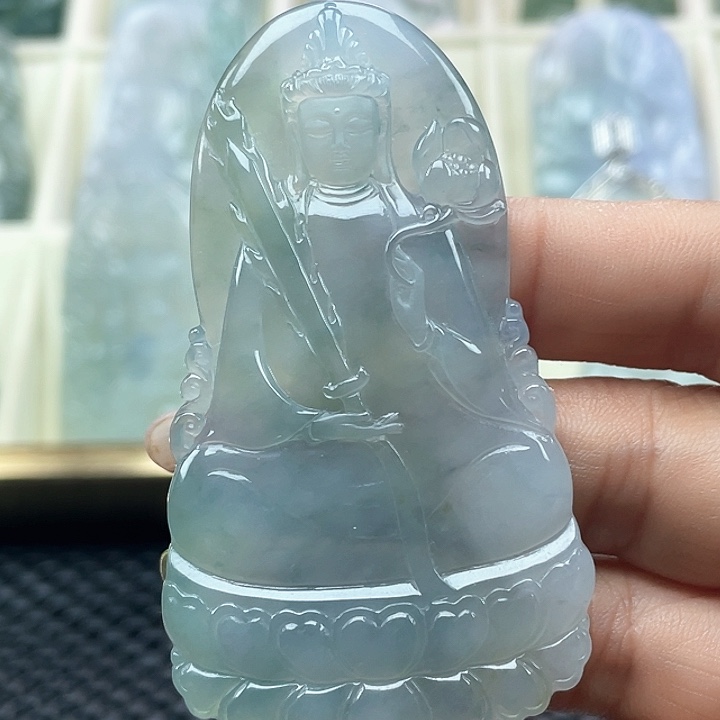 颈饰未镶嵌翡翠天然缅甸翡翠A货虚空藏菩萨