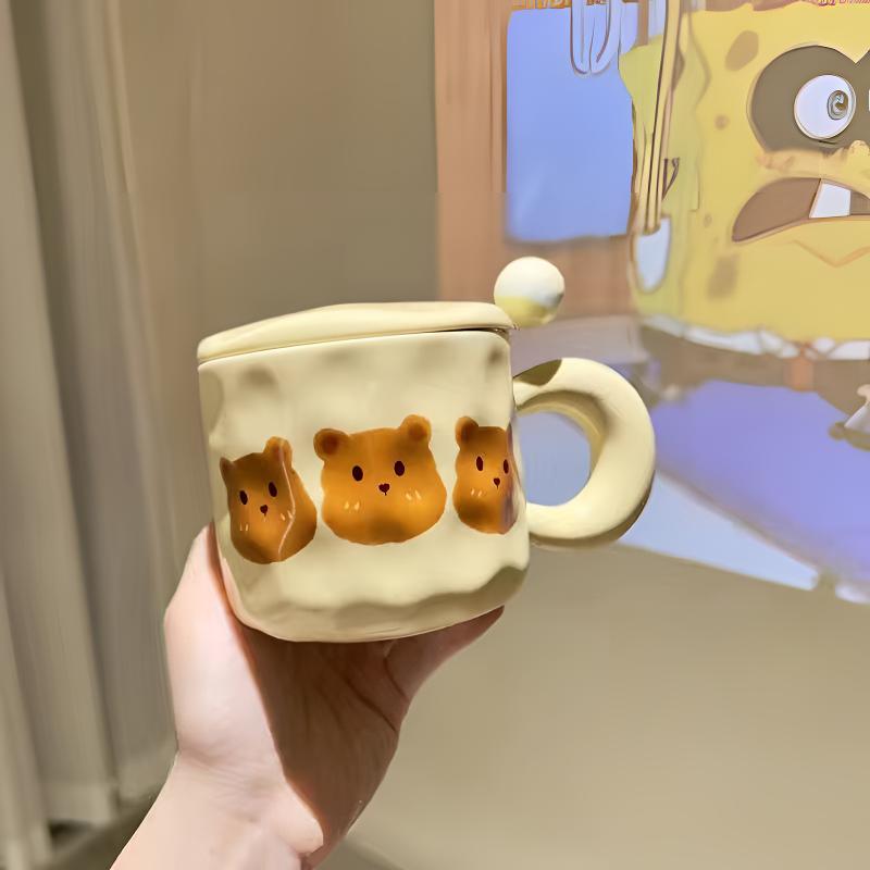  【水杯】小熊马克杯高颜值水杯咖啡杯可爱早餐杯咖啡杯水杯奶茶杯