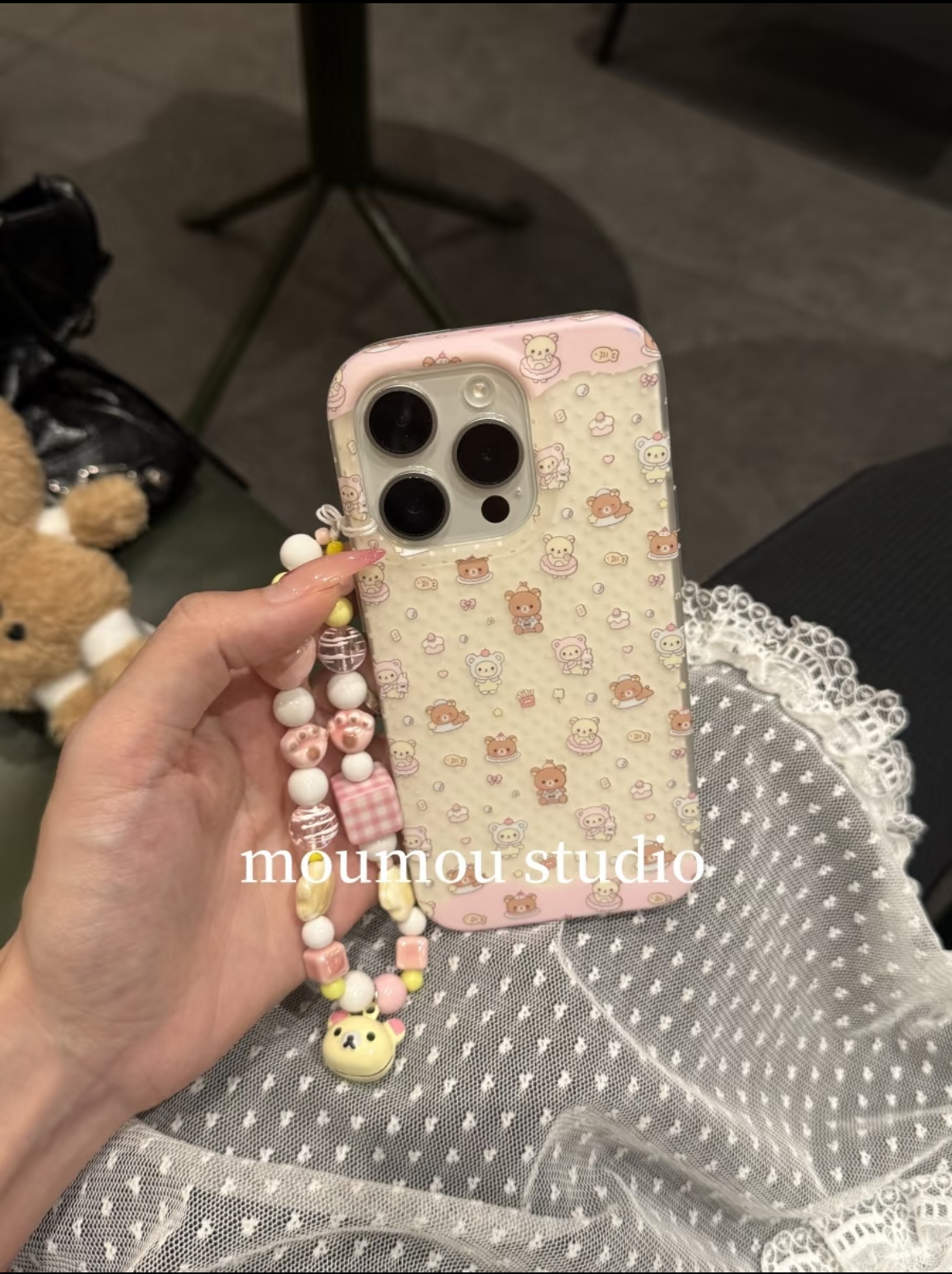 可爱米底波点甜品轻松熊双层壳苹果16promax/iPhone15/14手机壳13