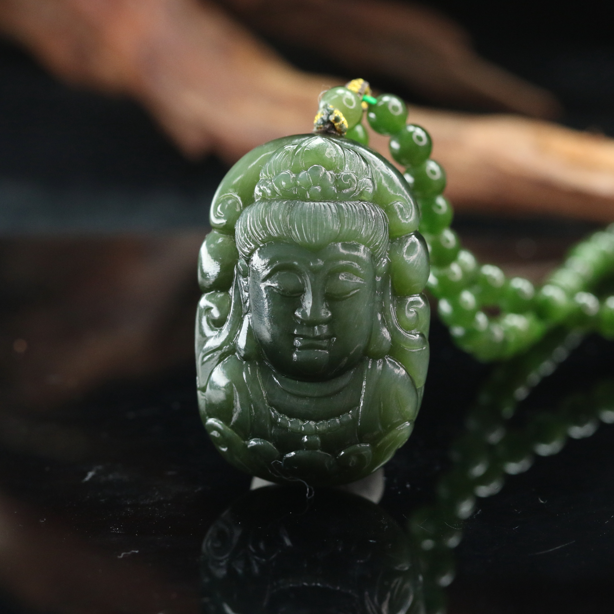 lot53和田玉黑猫观音像/400721厦门保利拍卖