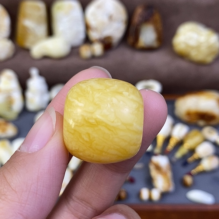 琥珀裸石未镶嵌元**术23虎皮墩子d35