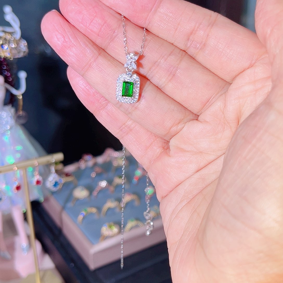 透辉石项链银S925镶嵌